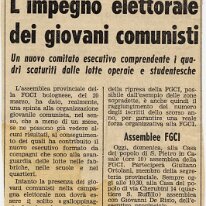 1969-FGCI (1) 1969: Articolo dell'Unita' sulle attivita' della Federazione Giovanile Comunista (FGCI) di Bologna